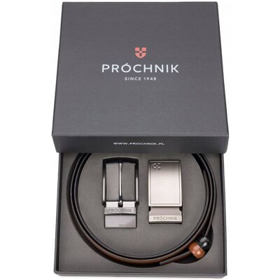 Pasek Skórzany Męski Dwustronny 4w1 Próchnik PM1 36/90 Pasek Skórzany Męski Dwustronny 4w1 Próchnik PM1 36/90