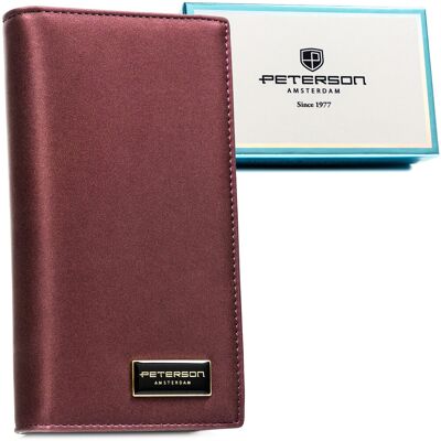 PETERSON Fioletowy duży pionowy portfel damski ze skóry naturalnej i ekologicznej suwak i zatrzask magnetyczny rozbudowany na karty gotówkę portfel .. PETERSON Fioletowy duży pionowy portfel damski ze skóry naturalnej i ekologicznej suwak i zatrzask magnetyczny rozbudowany na karty gotówkę portfel ..