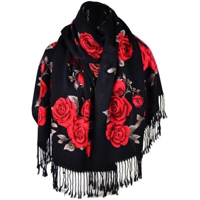 Agrafka Piękny miękki elegancki szal w róże wzór folk Agrafka Piękny miękki elegancki szal w róże wzór folk