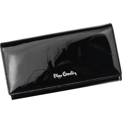 Pierre Cardin, Portfel skórzany damski, 02, Leaf 114, czarny Pierre Cardin, Portfel skórzany damski, 02, Leaf 114, czarny