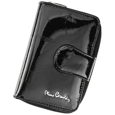 Pierre Cardin, Portfel skórzany damski, 02, Leaf 115, czarny, mały Pierre Cardin, Portfel skórzany damski, 02, Leaf 115, czarny, mały