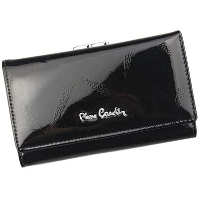 Pierre Cardin, Portfel skórzany damski, czarny, 14,5x8,5x3 cm Pierre Cardin, Portfel skórzany damski, czarny, 14,5x8,5x3 cm