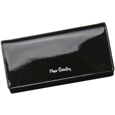 Pierre Cardin, Portfel skórzany damski, czarny, 9,5x17,5x3,3 cm Pierre Cardin, Portfel skórzany damski, czarny, 9,5x17,5x3,3 cm