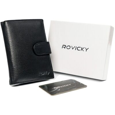 Cedar Pionowy, Czarny Portfel Męski Ze Skóry Naturalnej, Ochrona Rfid — Rovicky Cedar Pionowy, Czarny Portfel Męski Ze Skóry Naturalnej, Ochrona Rfid — Rovicky