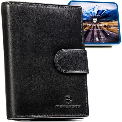 Pionowy portfel męski skórzany czarny PETERSON rfid duży na zatrzask karty gotówka elegancki prezent Pionowy portfel męski skórzany czarny PETERSON rfid duży na zatrzask karty gotówka elegancki prezent