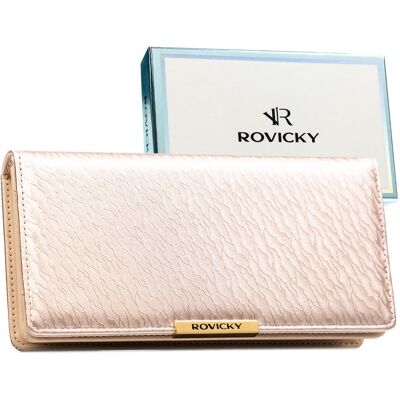 Portfel damski na zatrzask i suwak ROVICKY duży rozbudowany na karty gotówkę elegancki na prezent beżowy Portfel damski na zatrzask i suwak ROVICKY duży rozbudowany na karty gotówkę elegancki na prezent beżowy