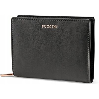 Portfel Damski Skórzany Średni Skóra Zamek RFID PUCCINI Czarny ZN9186-1 Portfel Damski Skórzany Średni Skóra Zamek RFID PUCCINI Czarny ZN9186-1