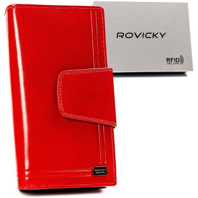 Portfel damski XXL ze skóry naturalnej na prezent Rovicky, czerwony Portfel damski XXL ze skóry naturalnej na prezent Rovicky, czerwony