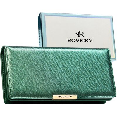 Portfel damski zielony ROVICKY duży rozbudowany zatrzask i suwak elegancki modny ochrona kart RFID Portfel damski zielony ROVICKY duży rozbudowany zatrzask i suwak elegancki modny ochrona kart RFID