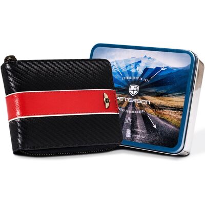 Portfel męski klasyczny PETERSON na suwak skóra naturalna elegancki prezent RFID STOP karbonowy Portfel męski klasyczny PETERSON na suwak skóra naturalna elegancki prezent RFID STOP karbonowy