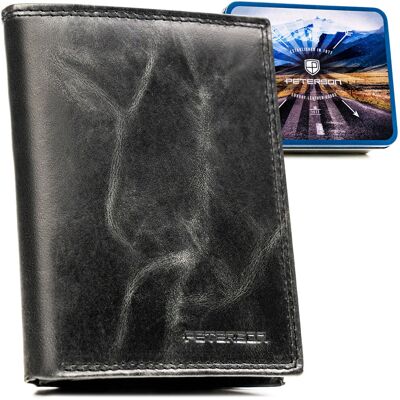 Portfel męski skórzany elegancki klasyczny RFID Peterson ze skóry naturalnej pudełko na prezent czarny Portfel męski skórzany elegancki klasyczny RFID Peterson ze skóry naturalnej pudełko na prezent czarny