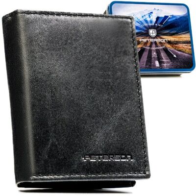 Portfel męski skórzany elegancki z RFID na prezent ze skóry naturalnej klasyczny Peterson czarny Portfel męski skórzany elegancki z RFID na prezent ze skóry naturalnej klasyczny Peterson czarny