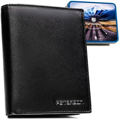 Portfel męski skórzany elegancki z RFID Peterson zestaw prezentowy czarny Portfel męski skórzany elegancki z RFID Peterson zestaw prezentowy czarny