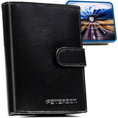 Portfel męski skórzany elegancki zestaw na prezent Peterson z RFID czarny Portfel męski skórzany elegancki zestaw na prezent Peterson z RFID czarny