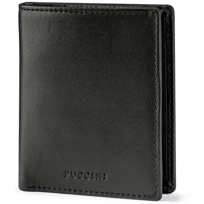 PUCCINI Portfel Męski Skórzany Mały Skóra Naturalna RFID Na Karty Czarny ZN9204-1 PUCCINI Portfel Męski Skórzany Mały Skóra Naturalna RFID Na Karty Czarny ZN9204-1