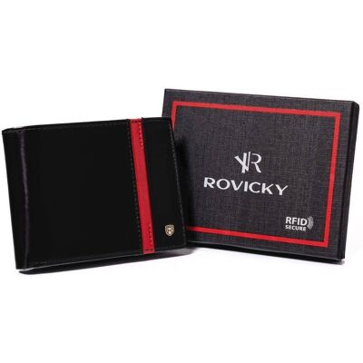 Rovicky Portfel męski skórzany N61-RVTP-3036 Czarny-Red Rovicky Portfel męski skórzany N61-RVTP-3036 Czarny-Red