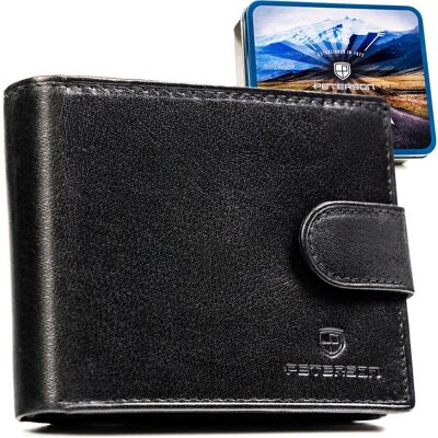 Portfel męski skórzany Peterson elegancki na prezent RFID czarny ze skóry Portfel męski skórzany Peterson elegancki na prezent RFID czarny ze skóry