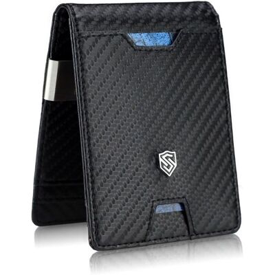 Portfel Męski Skórzany STEVENS Drobne na Klips slim nowoczesny z RFID Carbon na Karty na gotówkę prezent Portfel Męski Skórzany STEVENS Drobne na Klips slim nowoczesny z RFID Carbon na Karty na gotówkę prezent