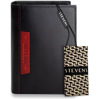 Portfel Męski Skórzany Stevens Premium RFID Czarny z Sekcją Rozkładaną Portfel Męski Skórzany Stevens Premium RFID Czarny z Sekcją Rozkładaną