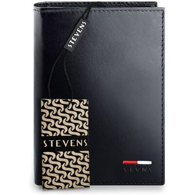 Portfel Męski Skórzany Stevens Premium RFID Czarny z Sekcją Rozkładaną Portfel Męski Skórzany Stevens Premium RFID Czarny z Sekcją Rozkładaną