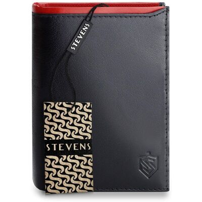 Portfel Męski Skórzany Z Rozkładanym Panelem STEVENS PREMIUM RFID Czarny Portfel Męski Skórzany Z Rozkładanym Panelem STEVENS PREMIUM RFID Czarny