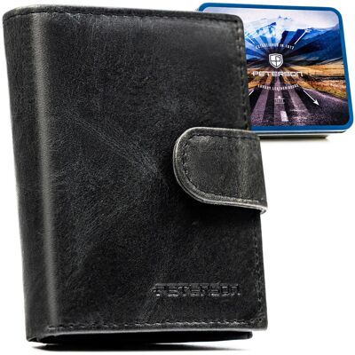 Portfel męski skórzany ze skóry naturalnej z RFID na prezent klasyczny Peterson elegancki czarny Portfel męski skórzany ze skóry naturalnej z RFID na prezent klasyczny Peterson elegancki czarny