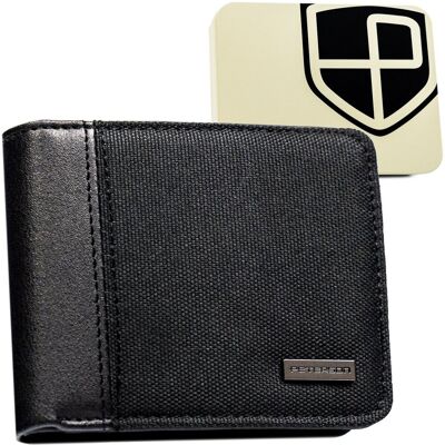 Portfel męski ze skóry ekologicznej slim PETERSON mały na karty RFID czarny Portfel męski ze skóry ekologicznej slim PETERSON mały na karty RFID czarny