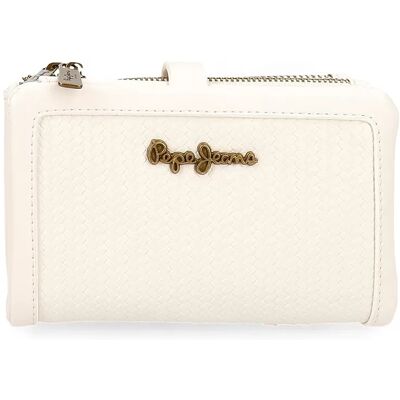 Portfel Pepe Jeans Lena 14,5x9 cm biały skórzany Portfel Pepe Jeans Lena 14,5x9 cm biały skórzany