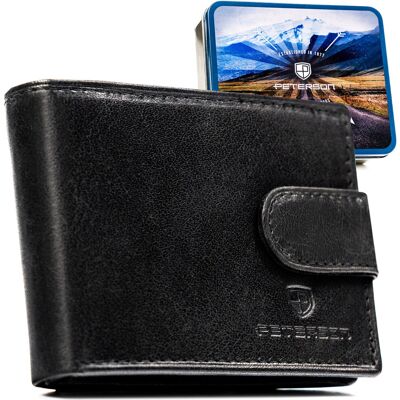 Portfel skórzany męski klasyczny ze skóry naturalnej elegancki prezent Peterson czarny Portfel skórzany męski klasyczny ze skóry naturalnej elegancki prezent Peterson czarny