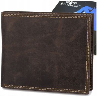 Portfel skórzany męski vintage poziomy klasyczny brązowy RFiD Beltimore S51 Portfel skórzany męski vintage poziomy klasyczny brązowy RFiD Beltimore S51
