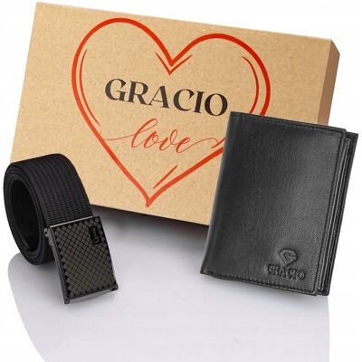 Portfel skórzany z grawerem GRACIO i pasek 125cm – prezent urodzinowy Portfel skórzany z grawerem GRACIO i pasek 125cm – prezent urodzinowy