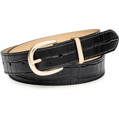 PUCCINI Pasek Damski Do Spodni Skórzany Czarny Croco Rozmiar M PAD209M-Z-1 PUCCINI Pasek Damski Do Spodni Skórzany Czarny Croco Rozmiar M PAD209M-Z-1