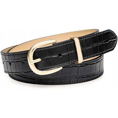 PUCCINI Pasek Damski Do Spodni Skórzany Czarny Croco Rozmiar S PAD209S-Z-1 PUCCINI Pasek Damski Do Spodni Skórzany Czarny Croco Rozmiar S PAD209S-Z-1