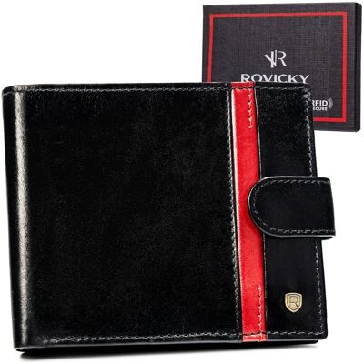 Rovicky Elegancki Skórzany Portfel Z Zapinką Męski Solidny Rovicky Elegancki Skórzany Portfel Z Zapinką Męski Solidny