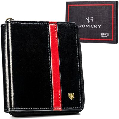 Rovicky Męski Portfel Skórzany Na Suwak Antykradzieżowy Rovicky Męski Portfel Skórzany Na Suwak Antykradzieżowy