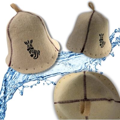 Inny producent SAUNA KAPELUSZ - CZAPKA DO SAUNY 100% WEŁNA OWCZA z Zebrą W kolorze jasnym Inny producent SAUNA KAPELUSZ - CZAPKA DO SAUNY 100% WEŁNA OWCZA z Zebrą W kolorze jasnym