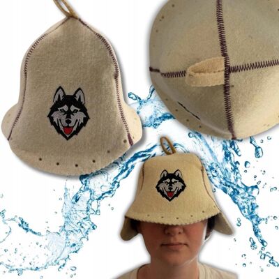 Inny producent SAUNA KAPELUSZ - CZAPKA DO SAUNY 100% WEŁNA z Wilkiem w kolorze jasnym Inny producent SAUNA KAPELUSZ - CZAPKA DO SAUNY 100% WEŁNA z Wilkiem w kolorze jasnym