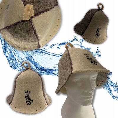 Inny producent SAUNA KAPELUSZ - CZAPKA DO SAUNY 100% WEŁNA z Zebrą W jasno-ciemnym kolorze Inny producent SAUNA KAPELUSZ - CZAPKA DO SAUNY 100% WEŁNA z Zebrą W jasno-ciemnym kolorze