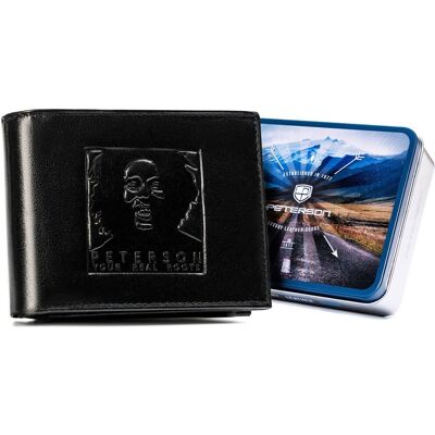 Skórzany męski portfel Peterson Bob Marley na karty i dokumenty z ochroną RFID, czarny Skórzany męski portfel Peterson Bob Marley na karty i dokumenty z ochroną RFID, czarny