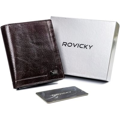 Skórzany męski portfel Rovicky bez zapięcia z ochroną RFID portmonetka na karty, brązowy Skórzany męski portfel Rovicky bez zapięcia z ochroną RFID portmonetka na karty, brązowy