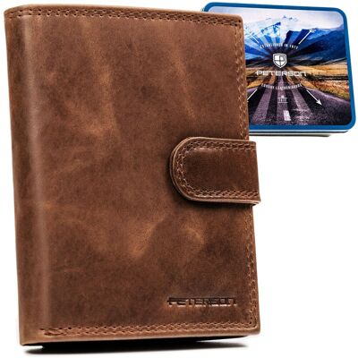 Skórzany portfel męski elegancki klasyczny RFID Peterson skóra naturalna pudełko na prezent brązowy Skórzany portfel męski elegancki klasyczny RFID Peterson skóra naturalna pudełko na prezent brązowy