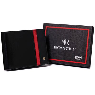 Rovicky Skorzany portfel meski z czerwonym paskiem Rovicky Skorzany portfel meski z czerwonym paskiem