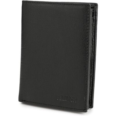 Bellugio Skórzany portfel męski z zabezpieczeniem RFID czarny Bellugio Skórzany portfel męski z zabezpieczeniem RFID czarny