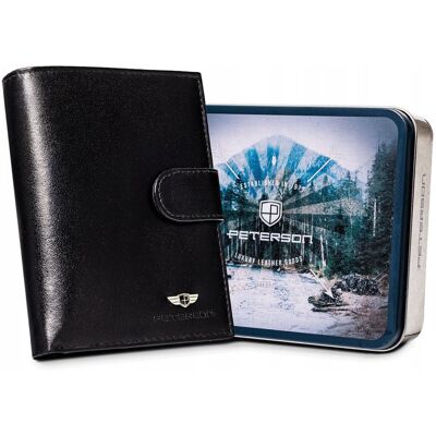 Skórzany portfel Peterson męski zapinany na zatrzask z ochroną kart RFID Skórzany portfel Peterson męski zapinany na zatrzask z ochroną kart RFID