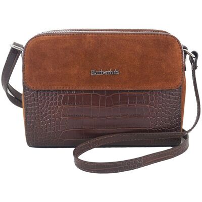 Barberini's Stylowa torebka crossbody trzykomorowa - Brązowa Barberini's Stylowa torebka crossbody trzykomorowa - Brązowa