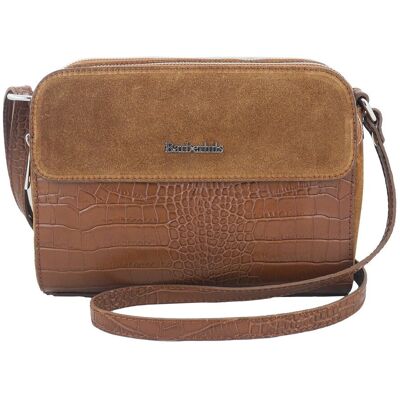 Barberini's Stylowa torebka crossbody trzykomorowa - Brązowa jasna Barberini's Stylowa torebka crossbody trzykomorowa - Brązowa jasna