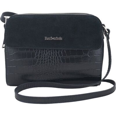 Barberini's Stylowa torebka crossbody trzykomorowa - Czarna Barberini's Stylowa torebka crossbody trzykomorowa - Czarna