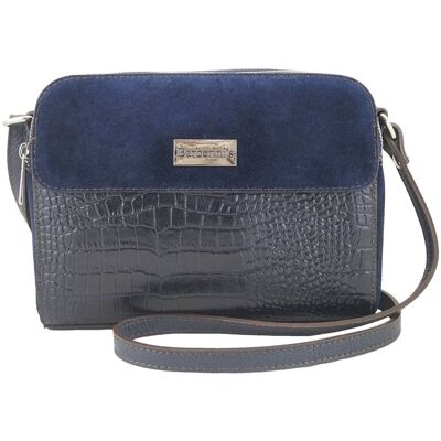 Barberini's Stylowa torebka crossbody trzykomorowa - Granatowa Barberini's Stylowa torebka crossbody trzykomorowa - Granatowa
