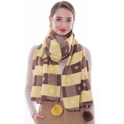 Inny producent SWAT PANY Damski Szal Pashmina, Suknia Wieczorowa - Żółty z Sercami Inny producent SWAT PANY Damski Szal Pashmina, Suknia Wieczorowa - Żółty z Sercami