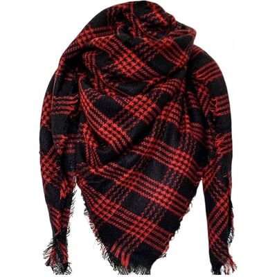 Bezmarkowe SZAL SZALIK CHUSTA w czerwoną kratę duża 140 x 140cm oversize damski miękki Bezmarkowe SZAL SZALIK CHUSTA w czerwoną kratę duża 140 x 140cm oversize damski miękki